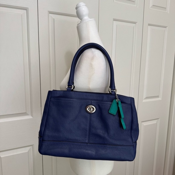 Coach Park Pebbled Leather Carryall Satchel F23280 French Blue - Picture 3 of 17